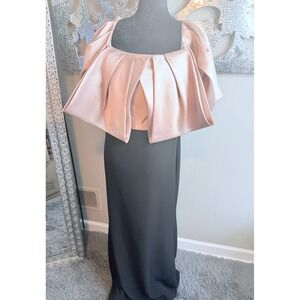 ✨ Badgley Mischka Premier Blush Satin Statement Gown 💕👗 Elegant Evening Dress